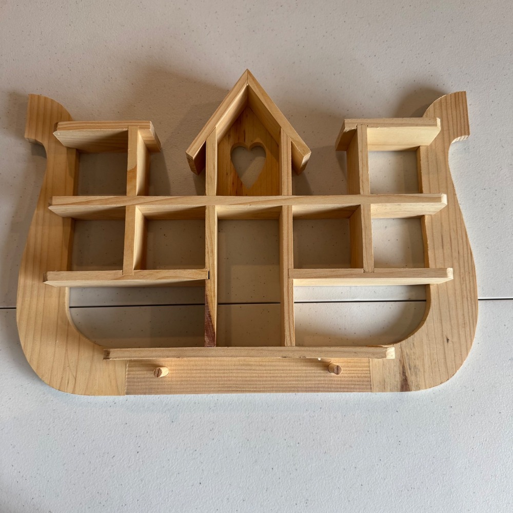 Noahs Ark Nursery Decor Wood Wall Shelf Unfinished Pine Curio Trinket Display